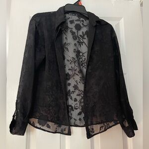 Black Sheer Floral Blouse